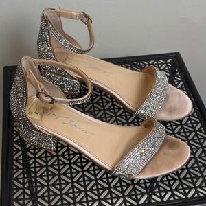 Betsy Johnson Mari Block Heel Sandals Kids Size 2 Glitter Sparkle Church Wedding